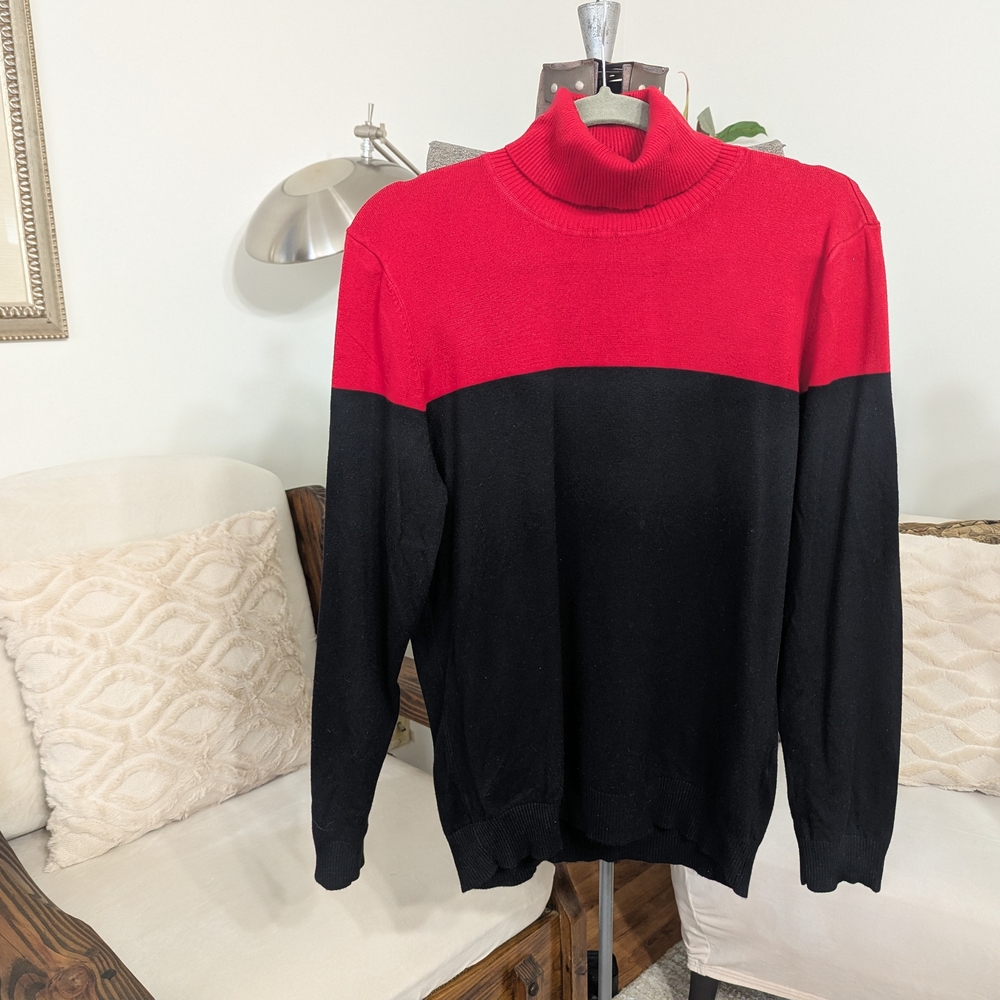 Red and Black Women's Turtleneck Sweater